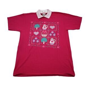 Gopher Shirt Womens L Pink Short Sleeve Collared Graphic Print Casual Outwear